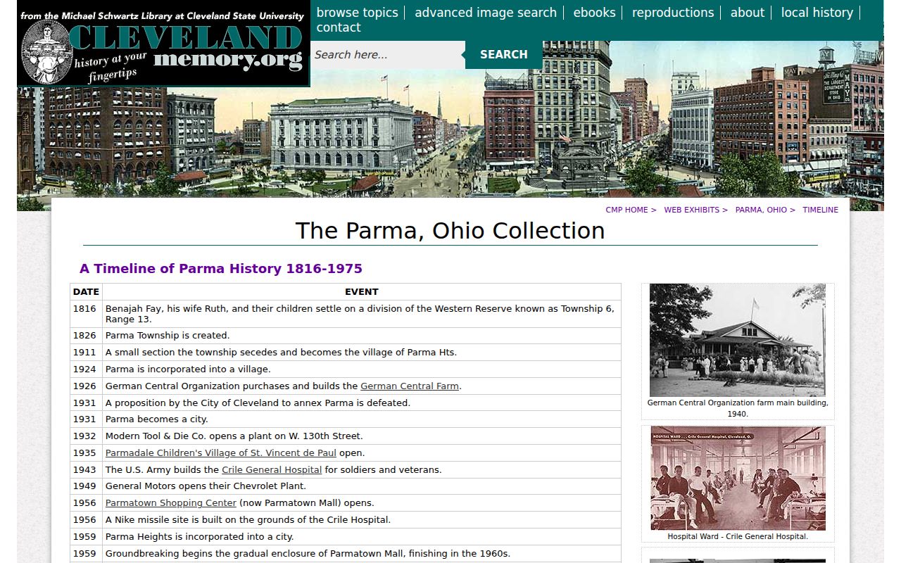 Parma Heights city directory historical timeline research source