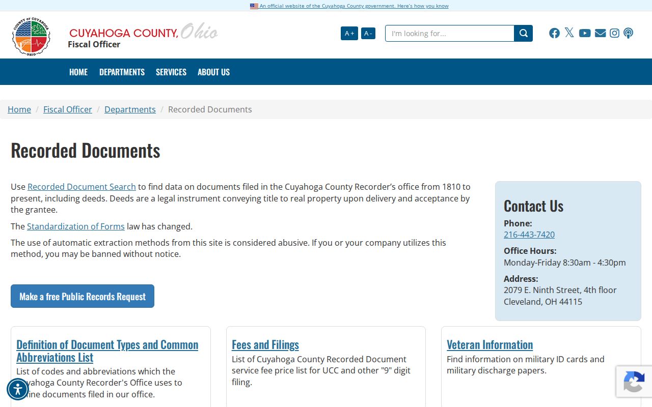 Parma Heights residents directory Cuyahoga recorded documents office