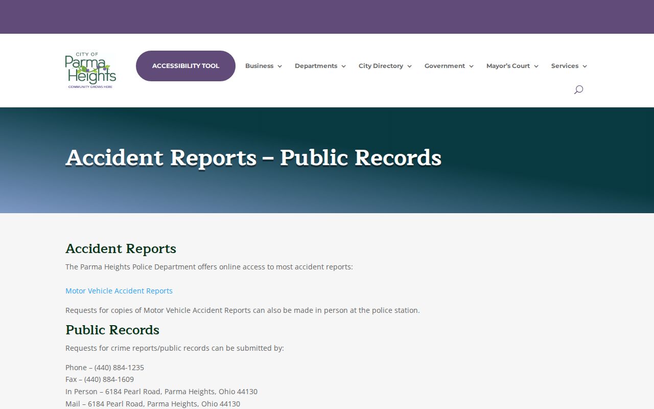 Parma Heights neighbors local police public records access