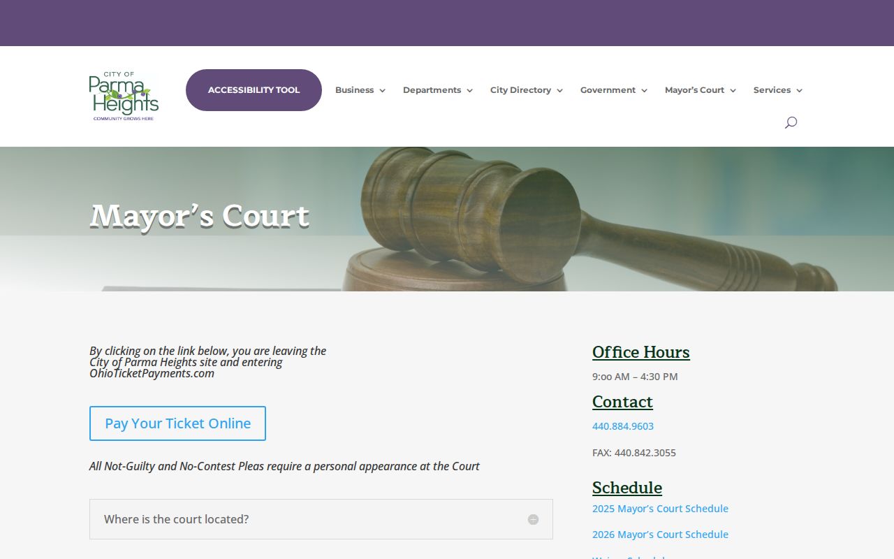 Parma Heights neighbors Mayor's Court records contact