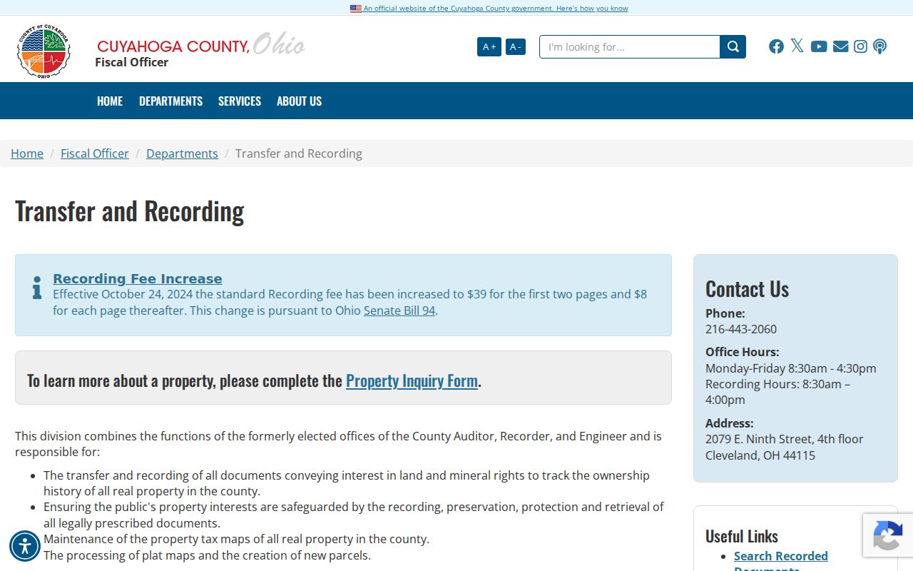 Parma Heights street directory county transfer and recording services